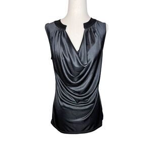 New York & Company top women’s size small black sleeveless drape front casual